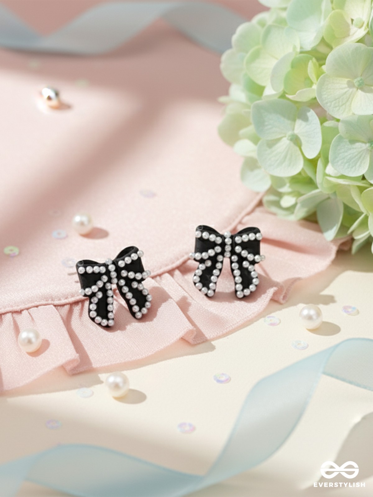 MIDNIGHT BOWLET – MINI BLACK BOW EARRINGS