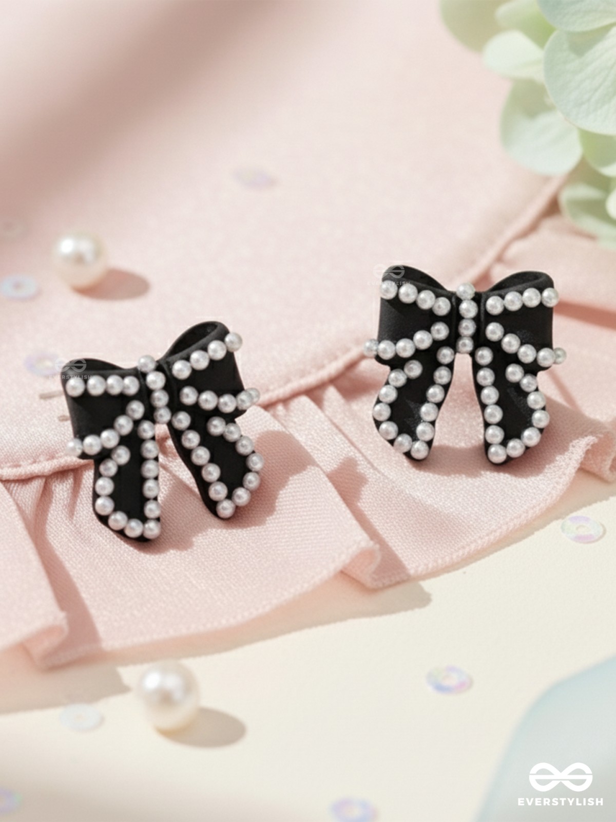 MIDNIGHT BOWLET – MINI BLACK BOW EARRINGS