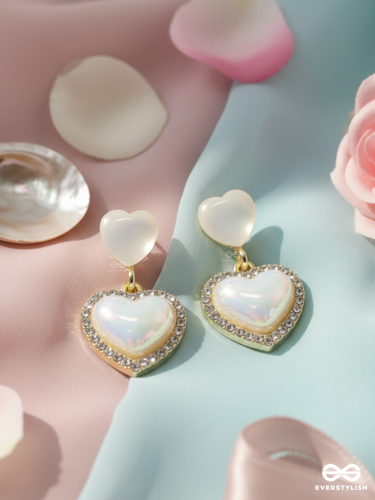 LUMI HEART CHARM – SOFT TOP HEART WITH SPARKLE DROP EARRINGS