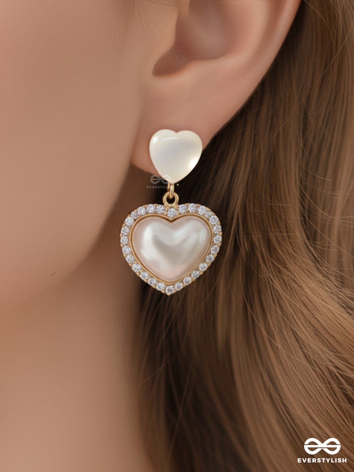 LUMI HEART CHARM – SOFT TOP HEART WITH SPARKLE DROP EARRINGS