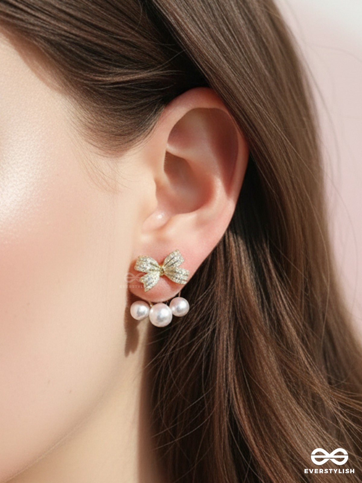BUBBLE BOW – CUTE PEARL DROP EAR JACKETS