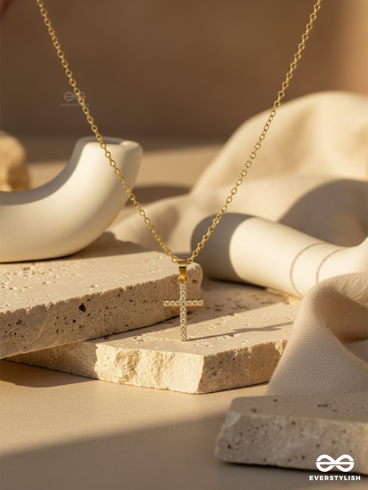 AXIS CROSS -MODERN CROSS PENDANT NECKLACE