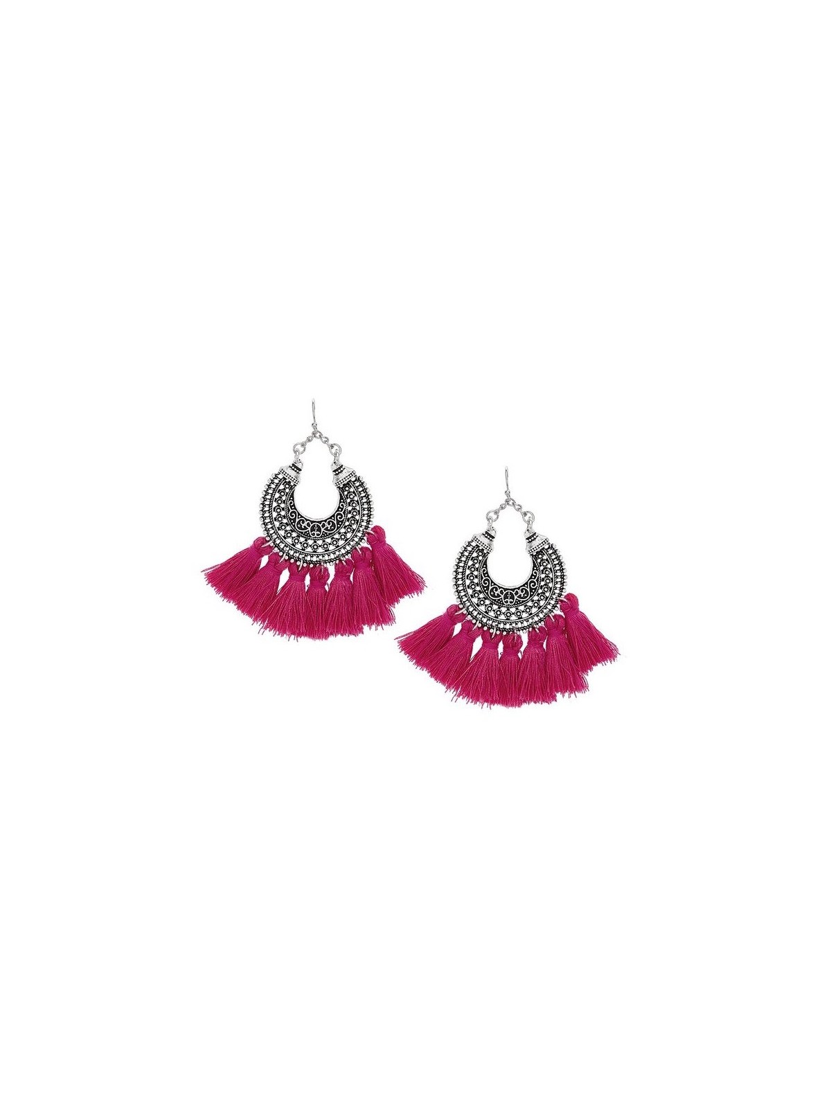 Ostentatious Pink Traditional Touch Tassel Earrings