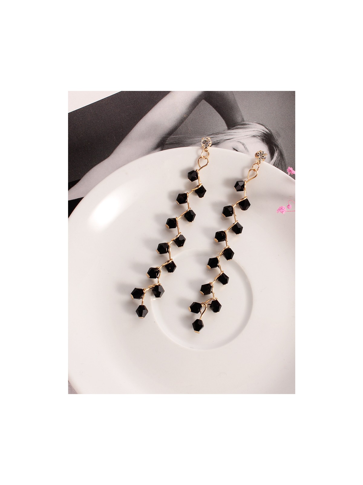 The Branched Elegance Dangling Earrings- Black