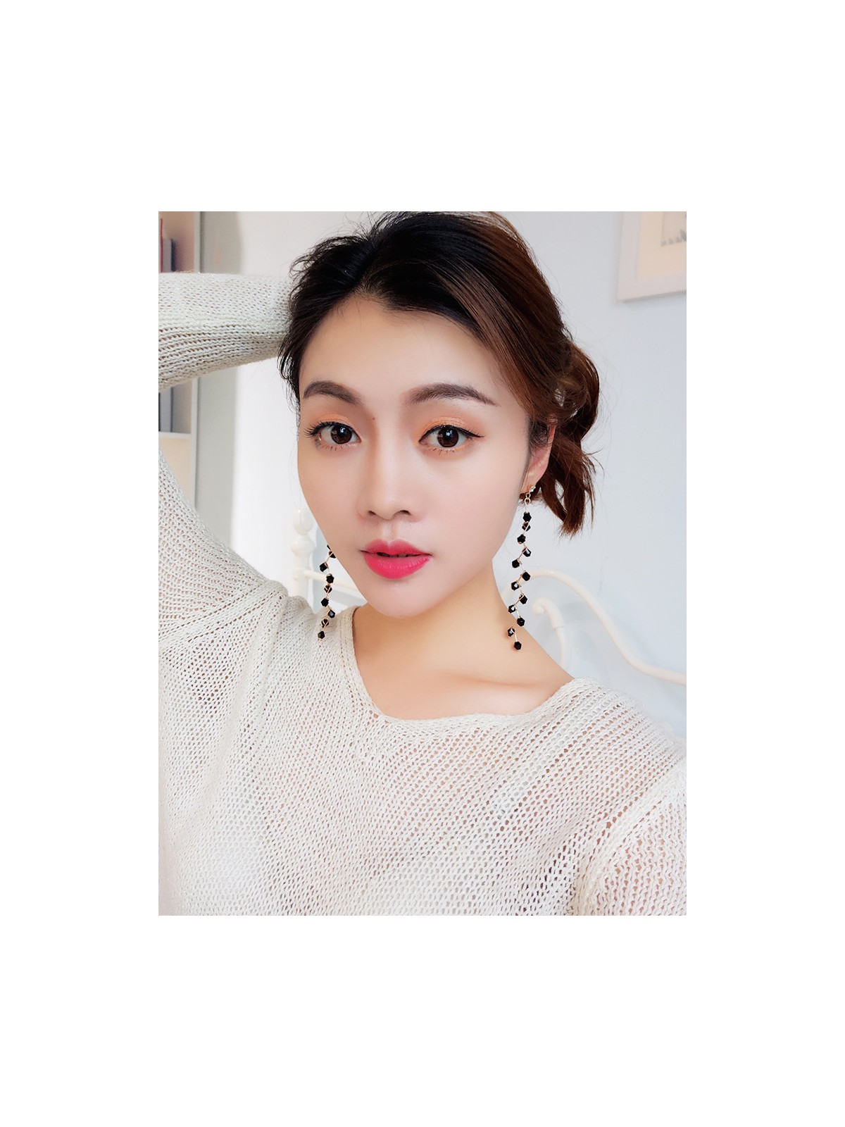 The Branched Elegance Dangling Earrings- Black