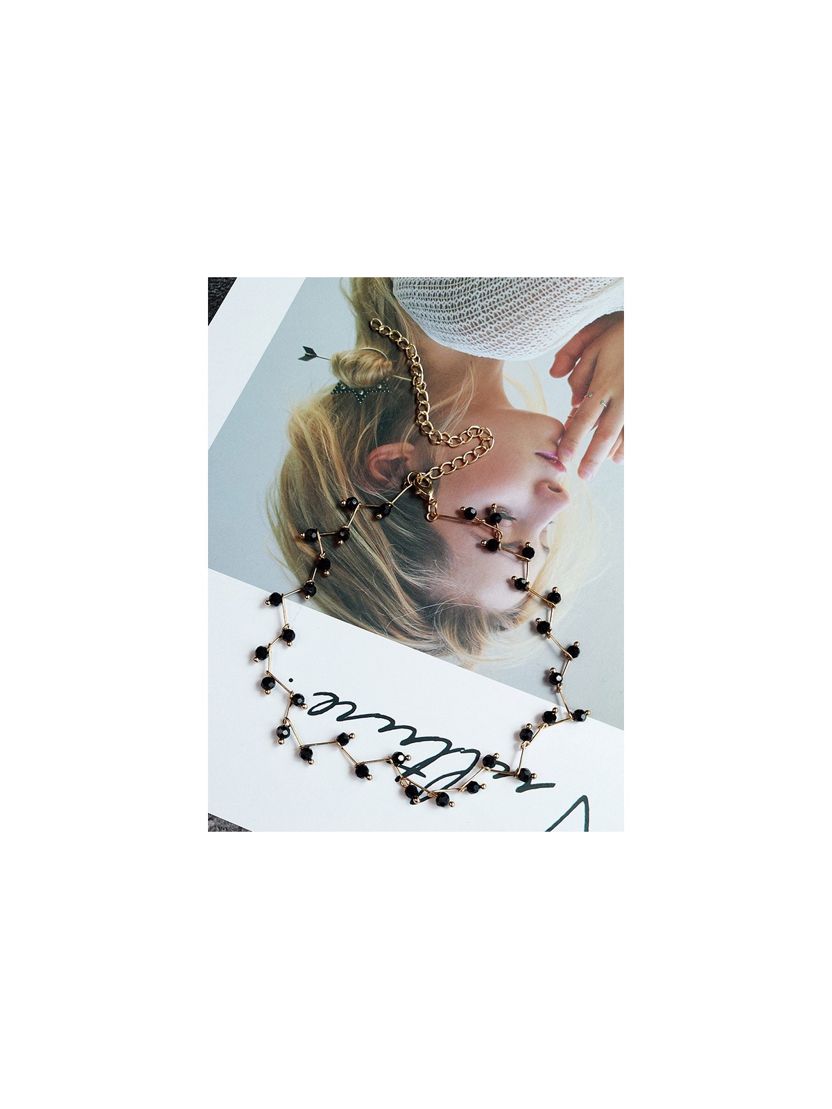 The Showstopper Black and Gold Elegant Dainty Beaded Choker