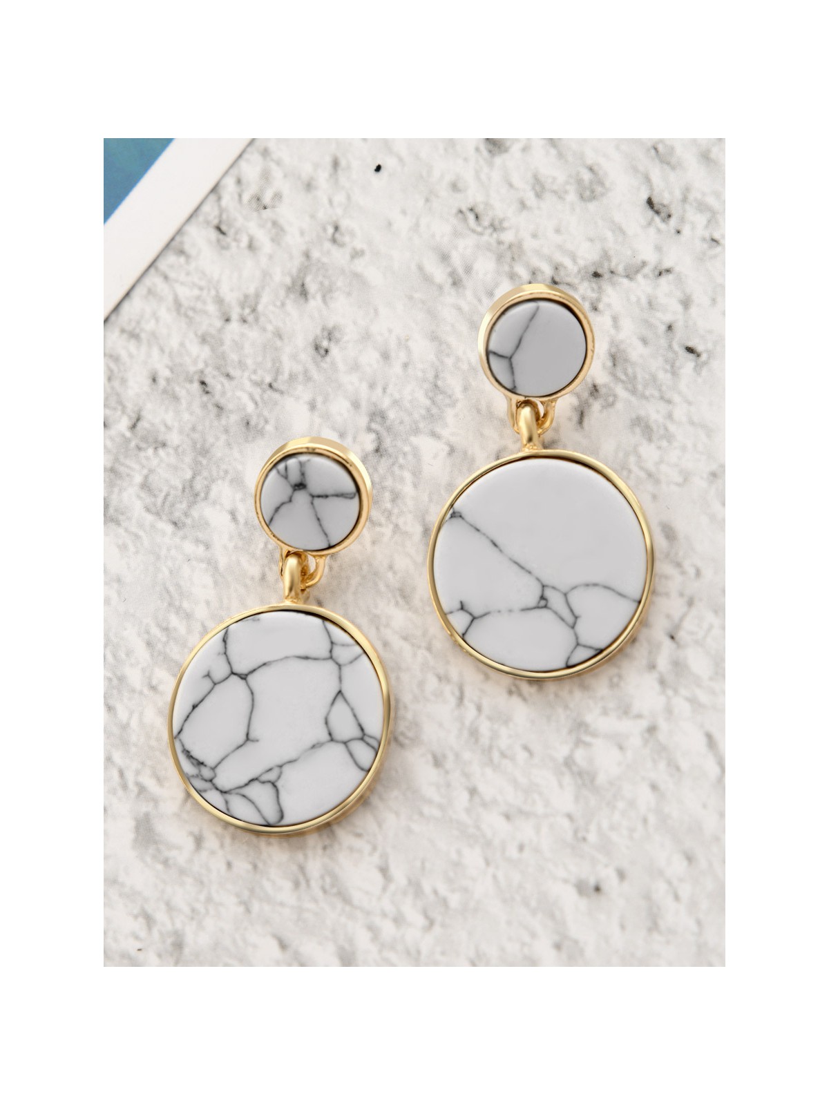 The Marble Marvels- Golden Earrings- White
