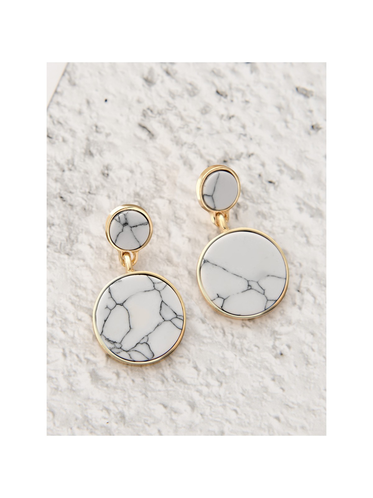 The Marble Marvels- Golden Earrings- White