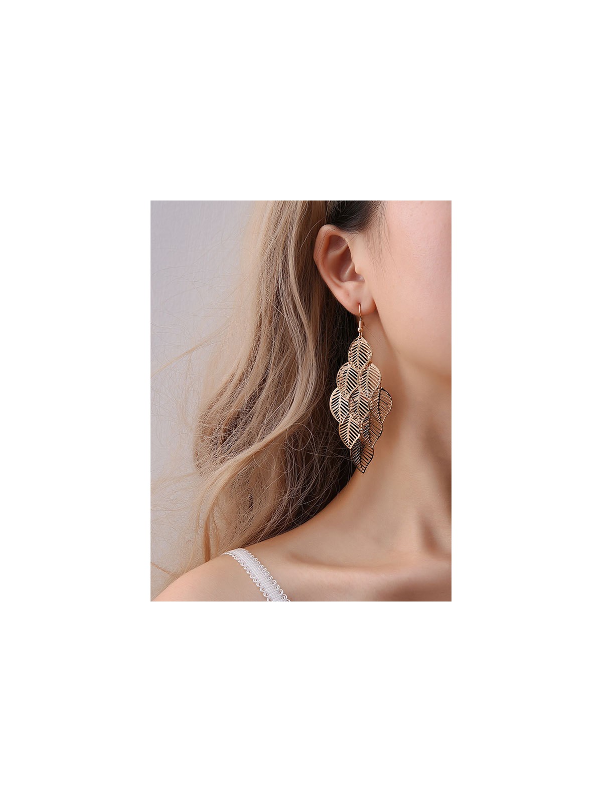 The Leafy Mirage - Golden Metallic Earrings