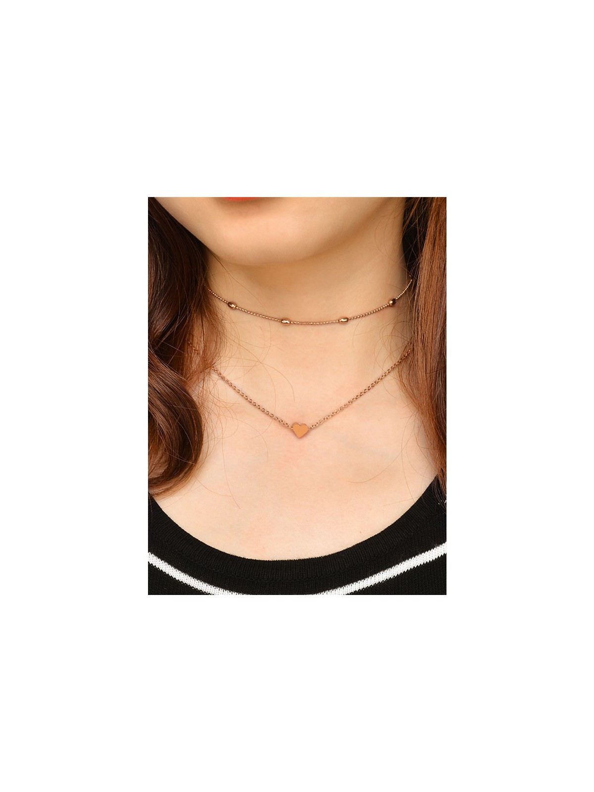 Charming beauty double layered Heart necklace