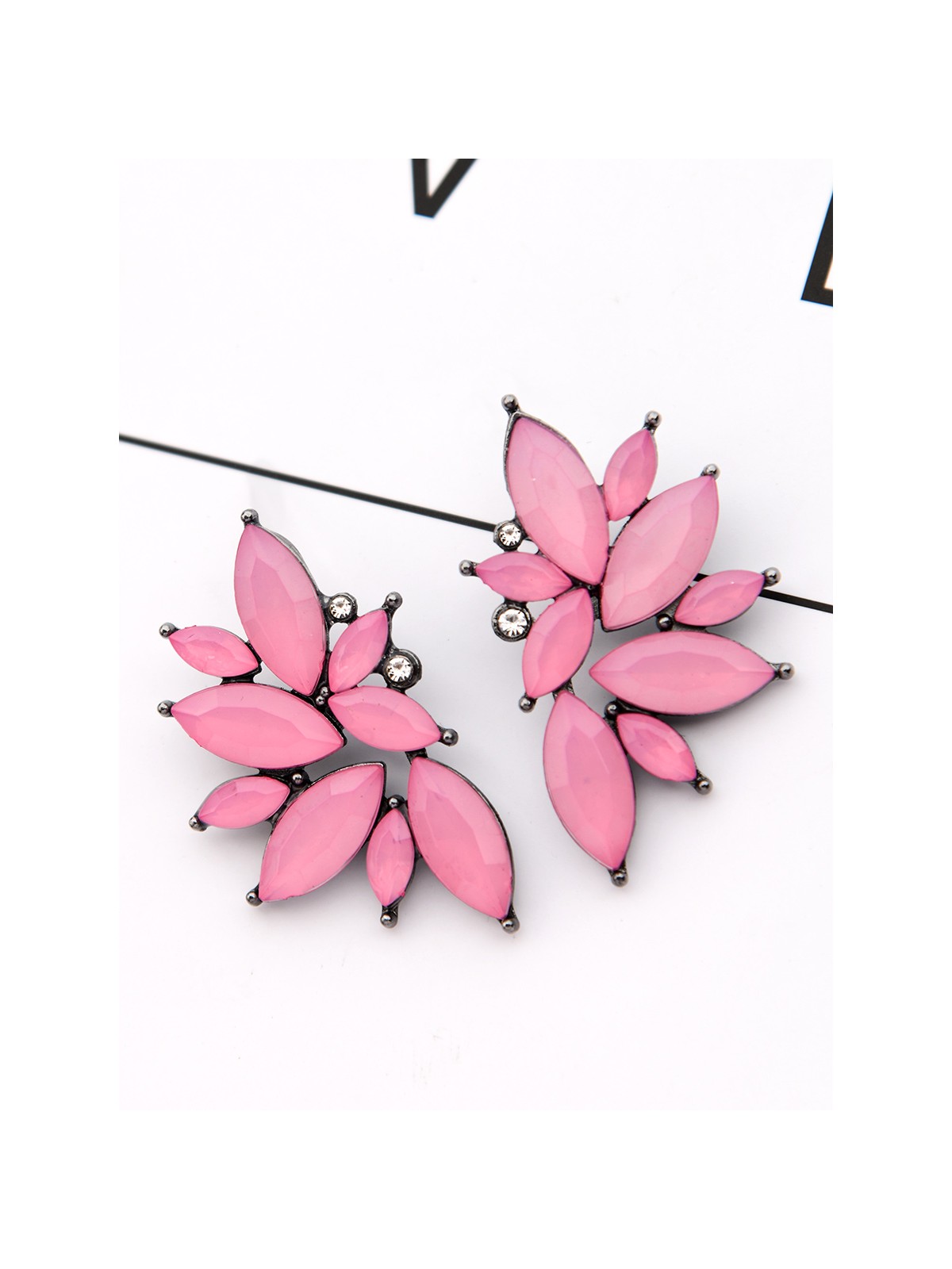 The Embellished Ferns - Statement Stud Earrings - Lilac