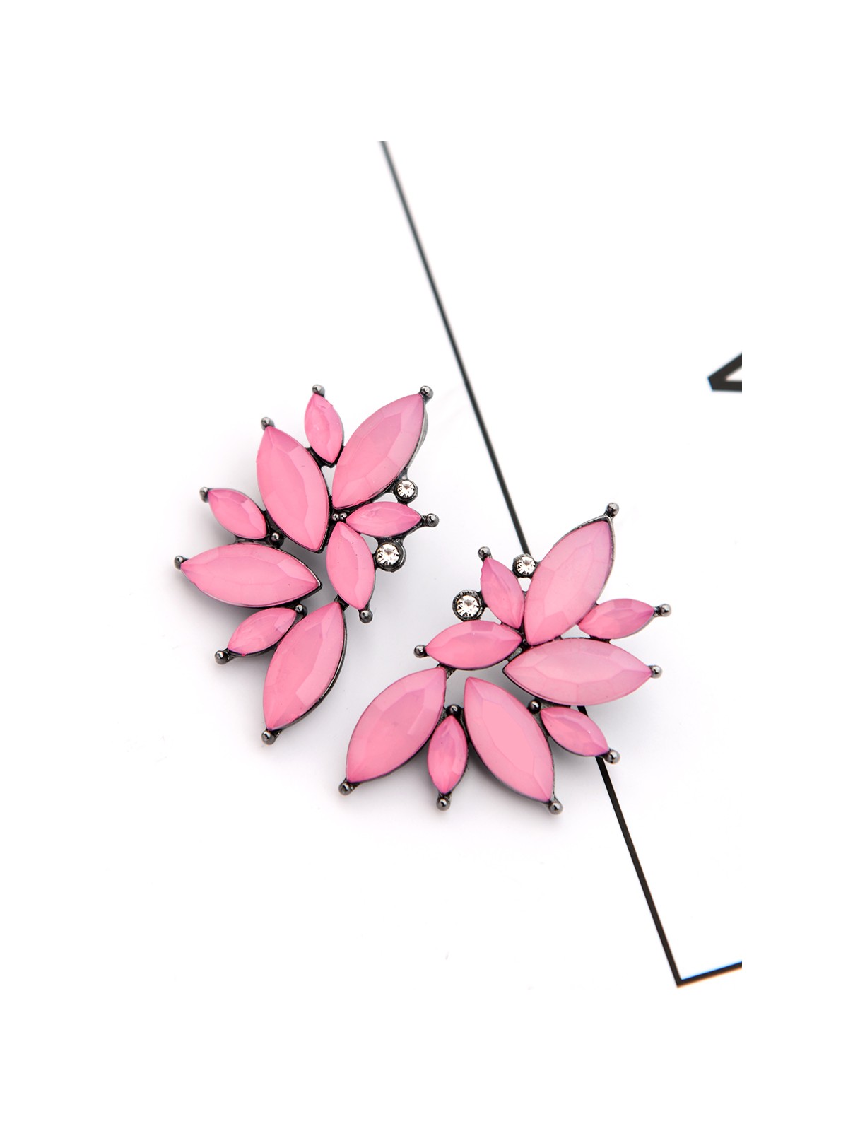 The Embellished Ferns - Statement Stud Earrings - Lilac