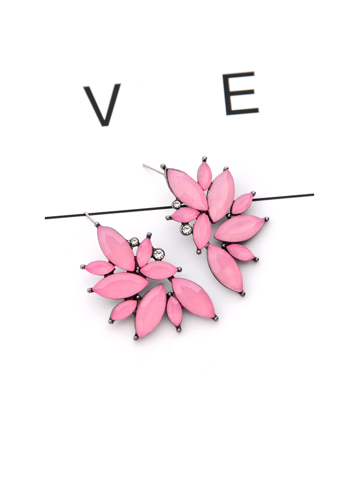 The Embellished Ferns - Statement Stud Earrings - Lilac