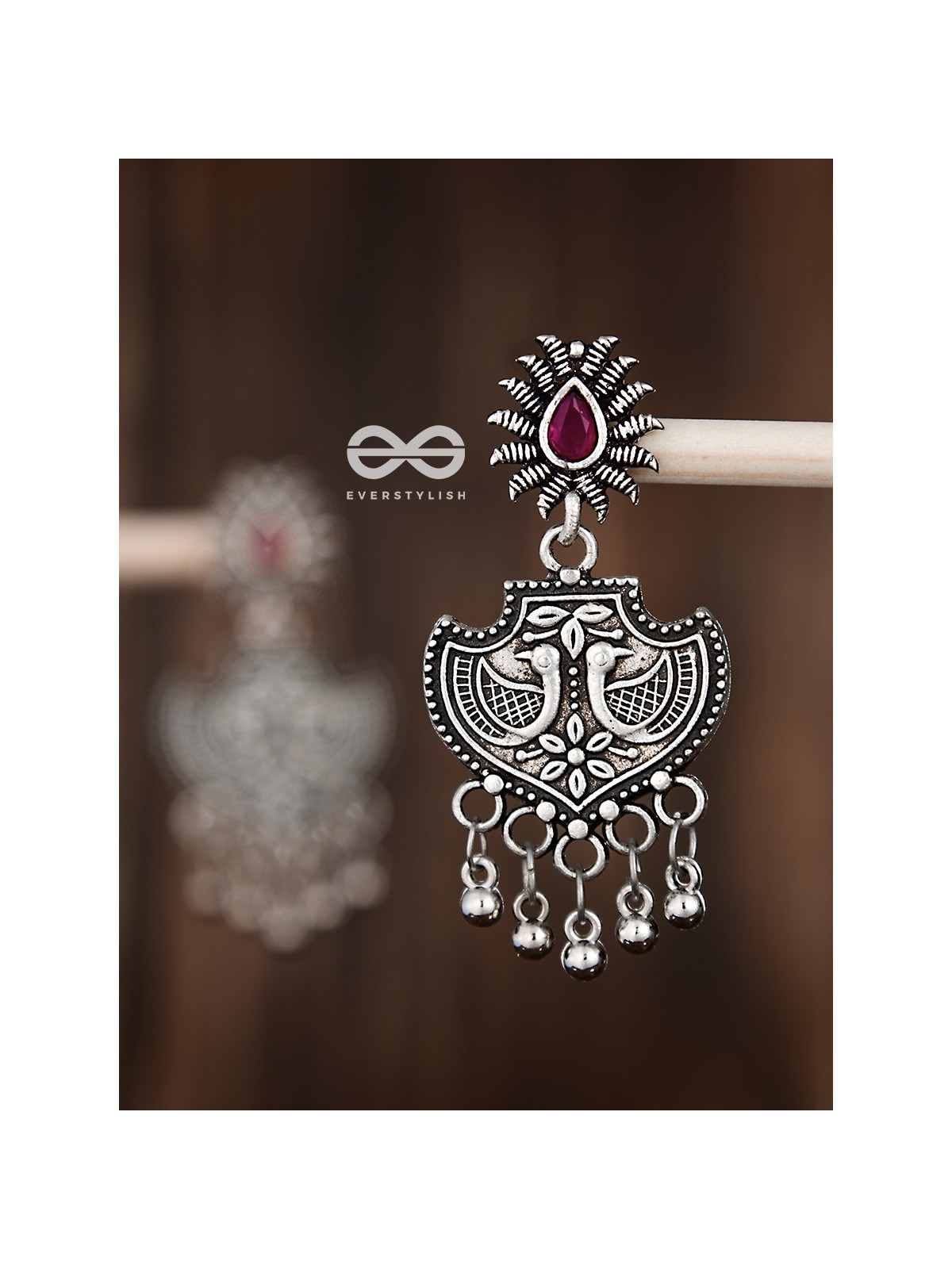 The Peacock Droplet Artwork (Ruby Red) - The Embellished Oxidised Collection