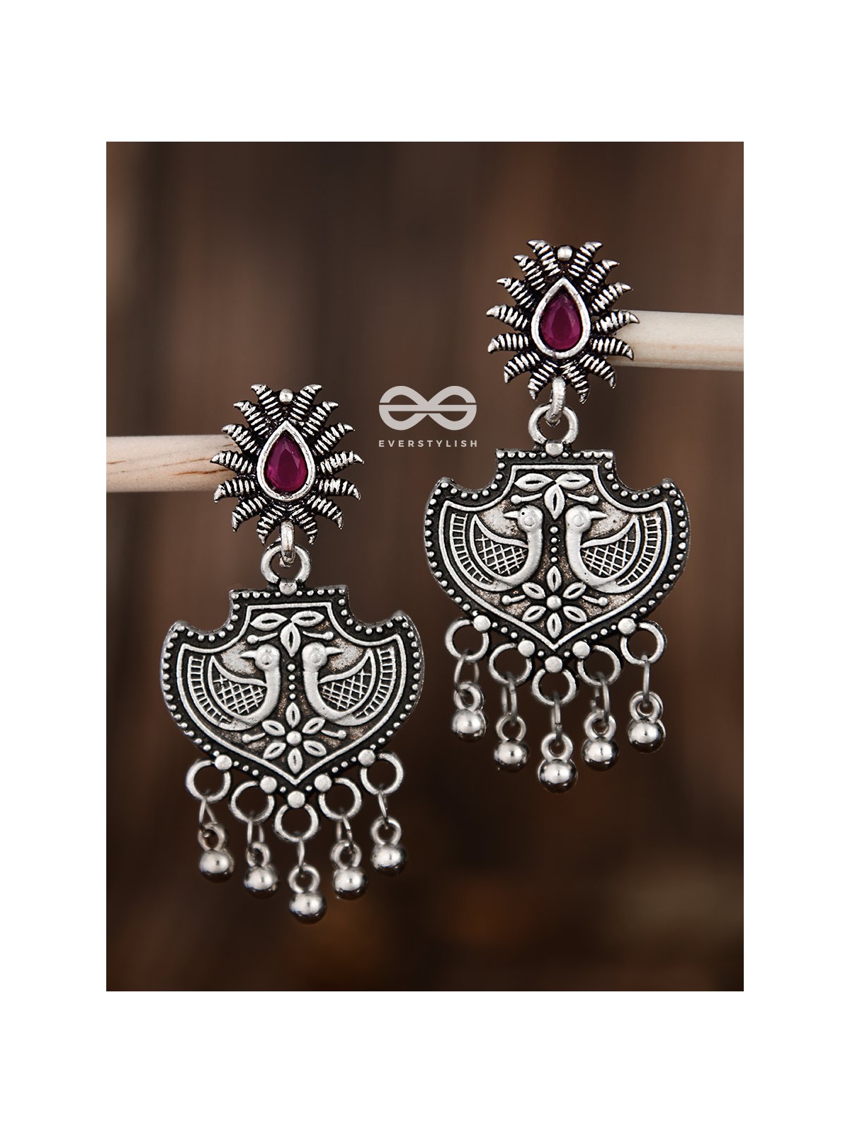 The Peacock Droplet Artwork (Ruby Red) - The Embellished Oxidised Collection