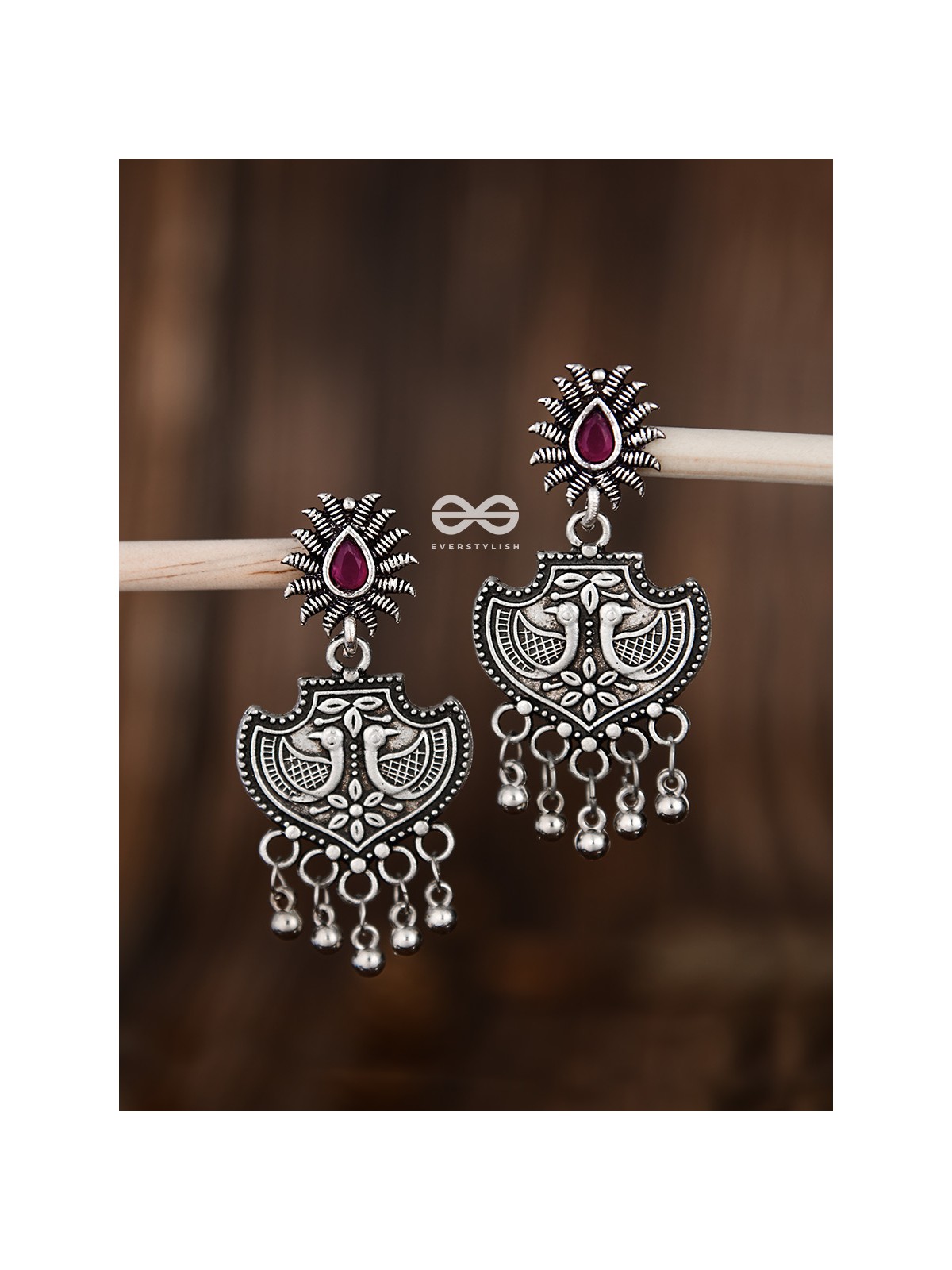 The Peacock Droplet Artwork (Ruby Red) - The Embellished Oxidised Collection