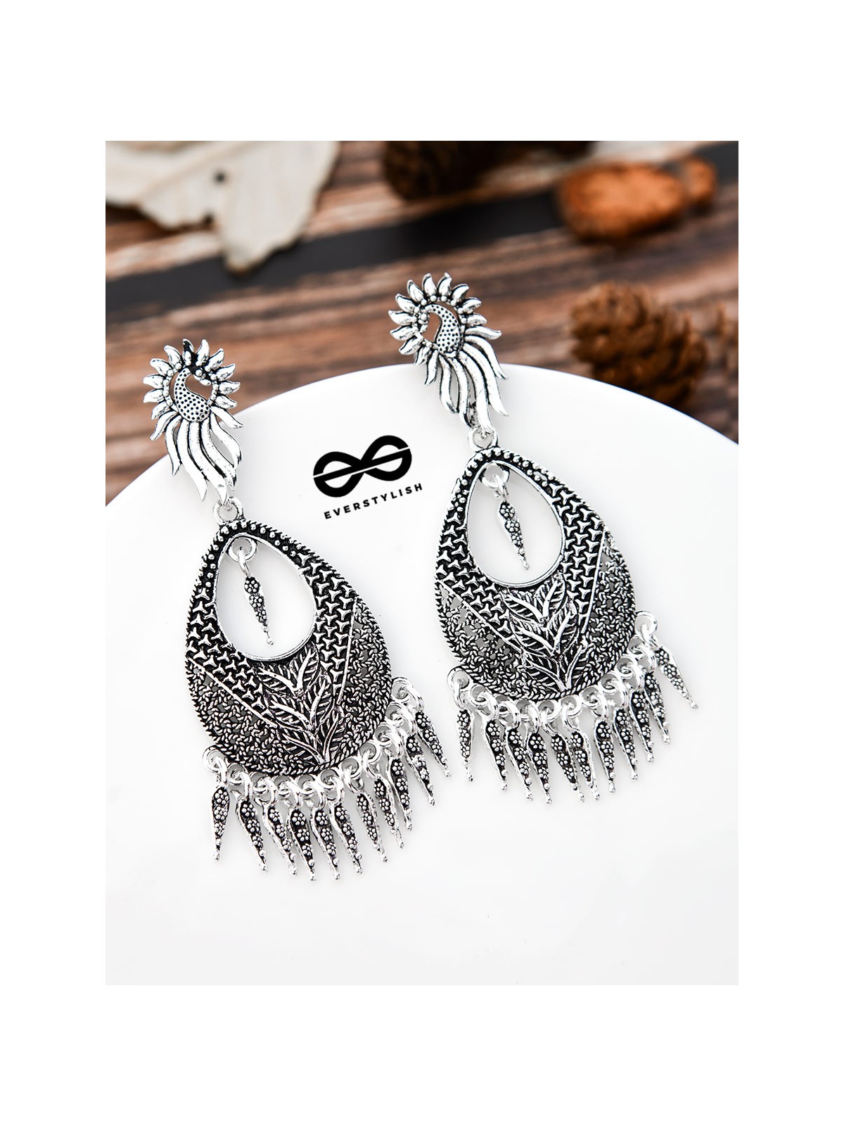 The Intricate Artwork Danglers - The Oxidised Boho Collection