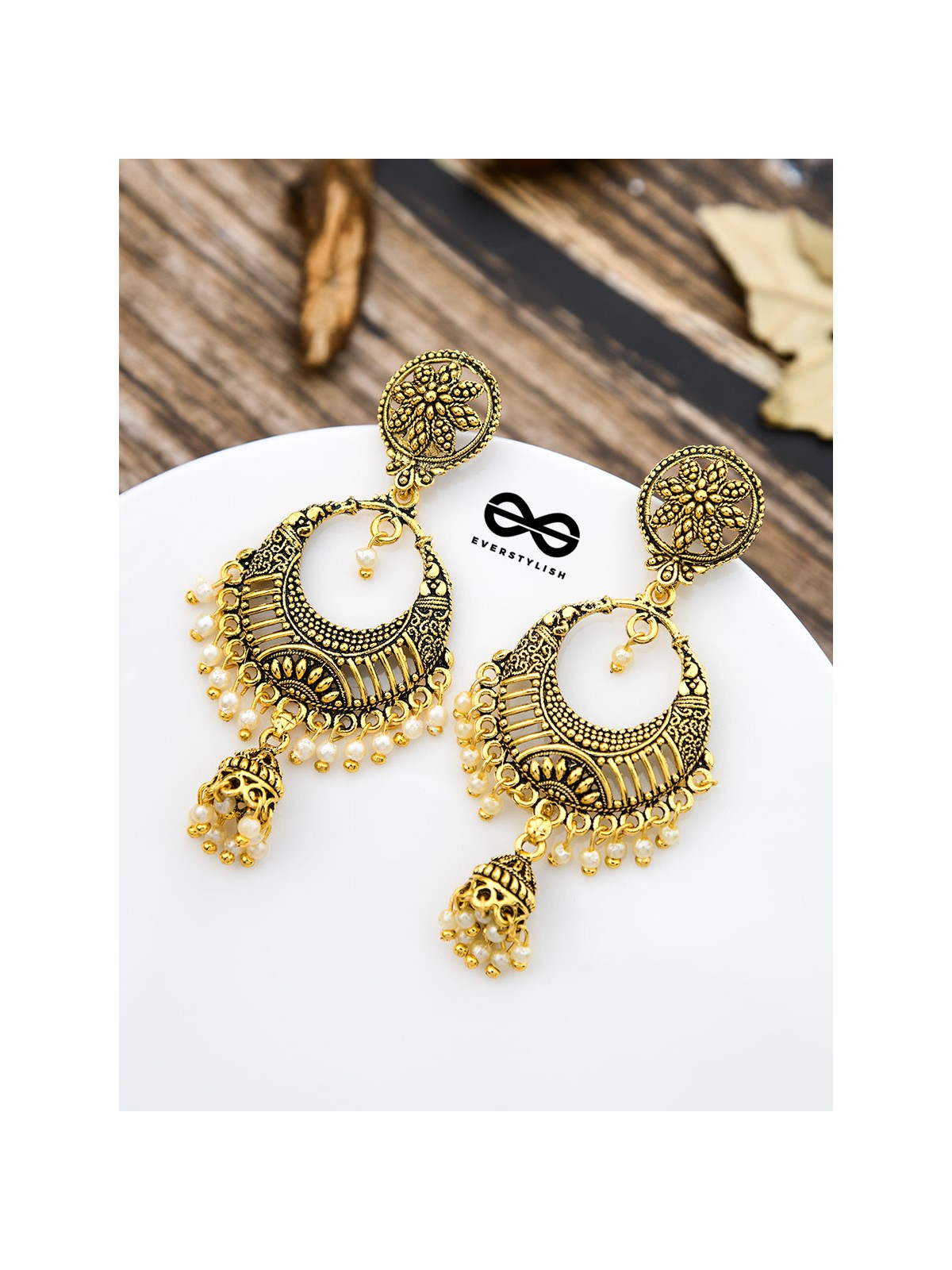 The Golden Intricate Artwork Danglers - The Oxidised Boho Collection