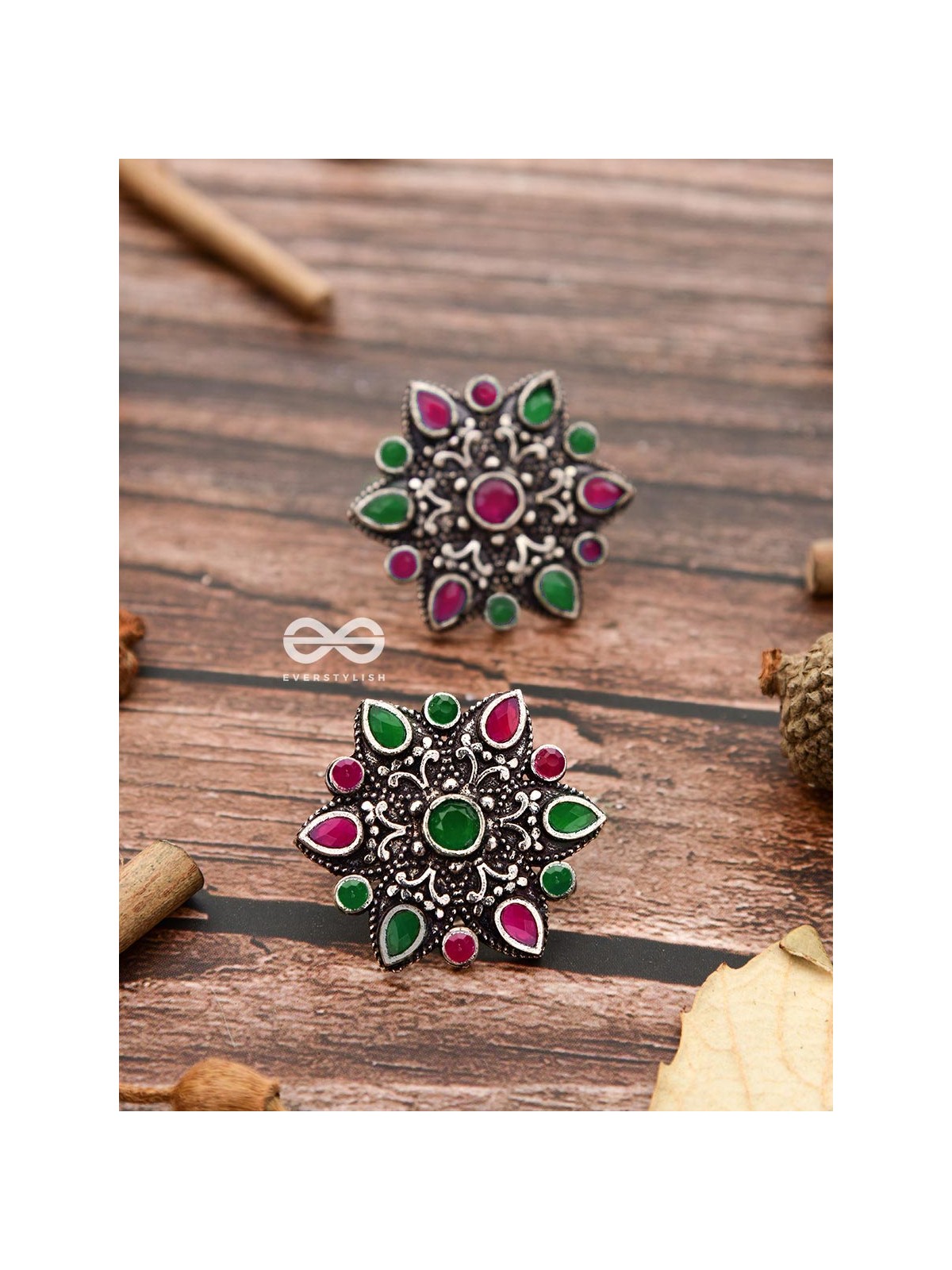 The Starry Diva Earrings - Mulitcolour - The Embellished Oxidised Collection