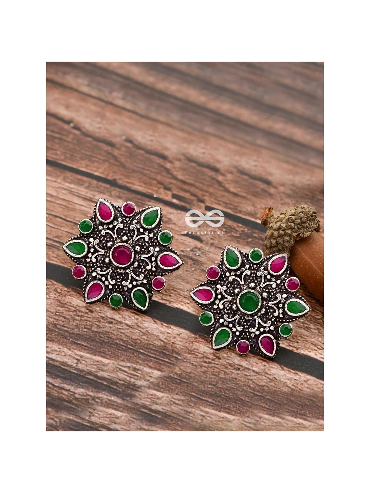 The Starry Diva Earrings - Mulitcolour - The Embellished Oxidised Collection