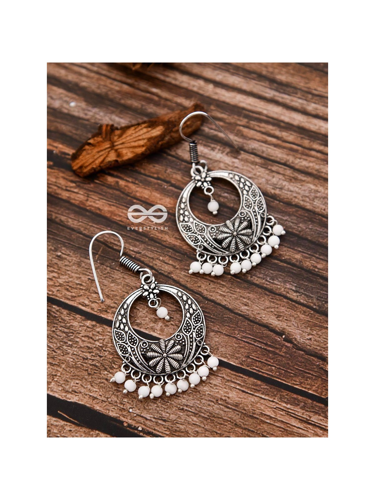 The White Elegance Traditional Motif Earrings