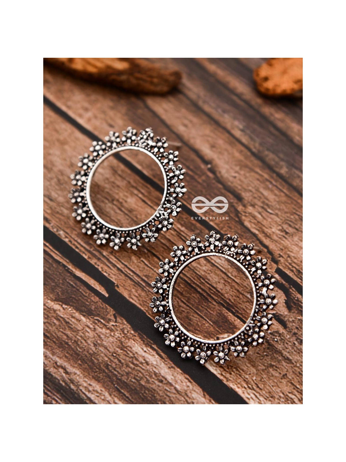 The Flowery Circles - Oxidised Boho Earrings