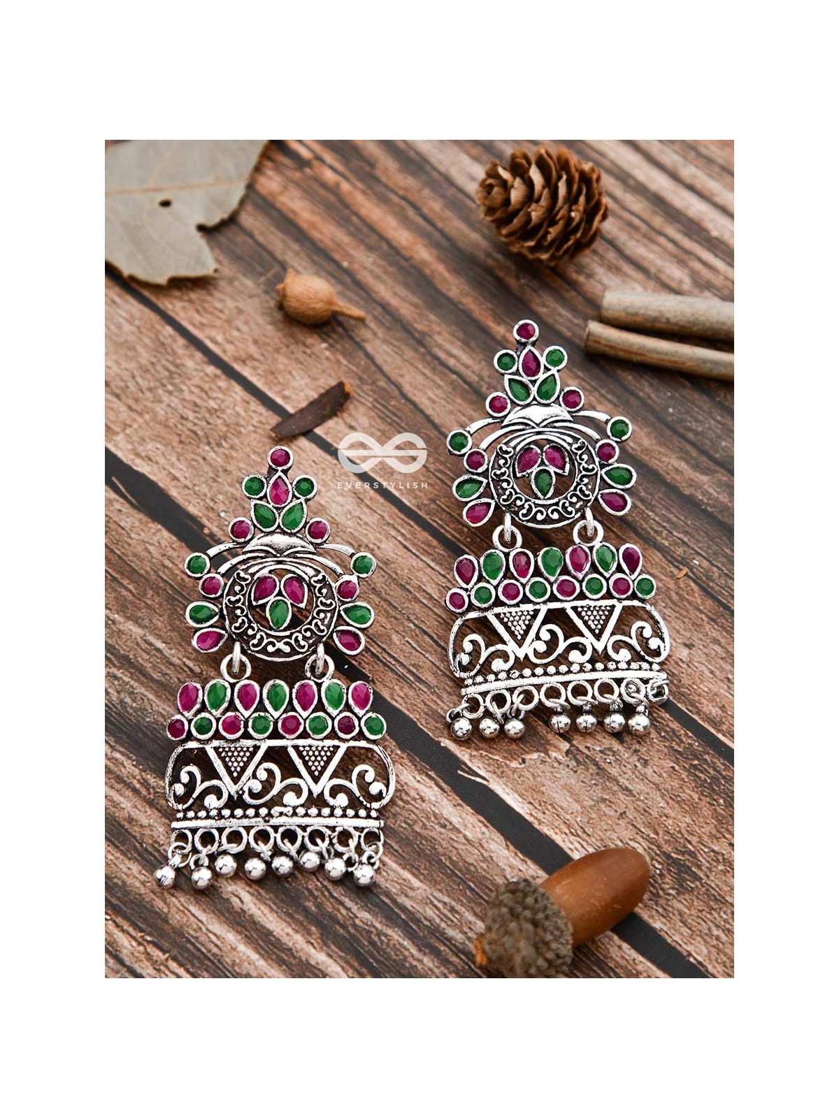 A Royal Delight - Ruby-Emerald Multicolour - The Embellished Oxidised Collection