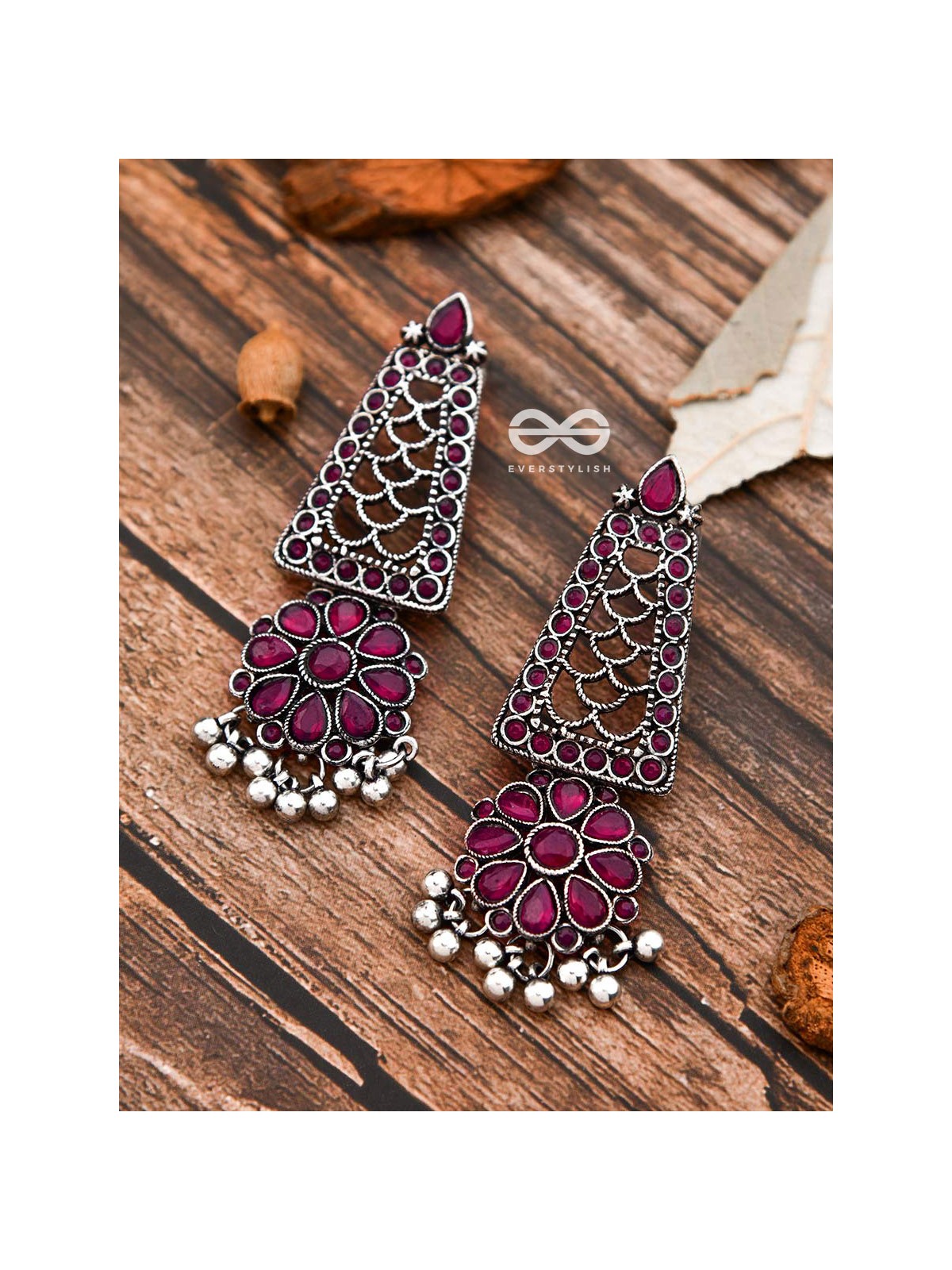 The Elegant Jaw Droppers - Ruby Red - The Embellished Oxidised Collection