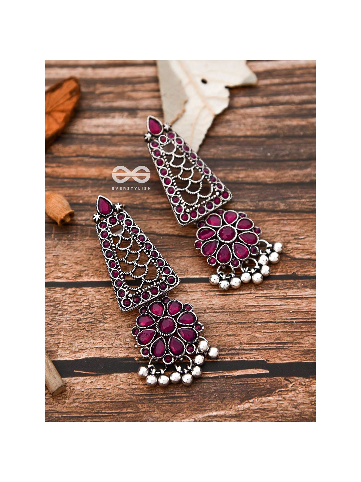 The Elegant Jaw Droppers - Ruby Red - The Embellished Oxidised Collection