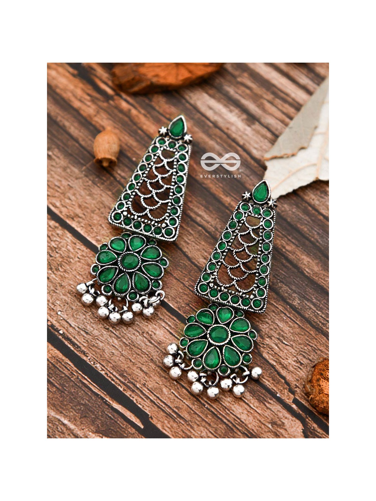 The Elegant Jaw Droppers - Emerald Green - The Embellished Oxidised Collection