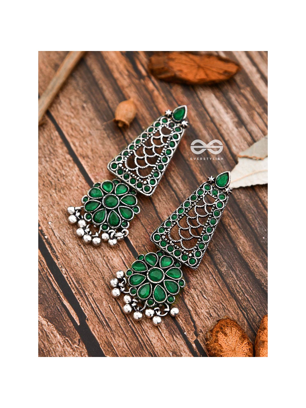 The Elegant Jaw Droppers - Emerald Green - The Embellished Oxidised Collection