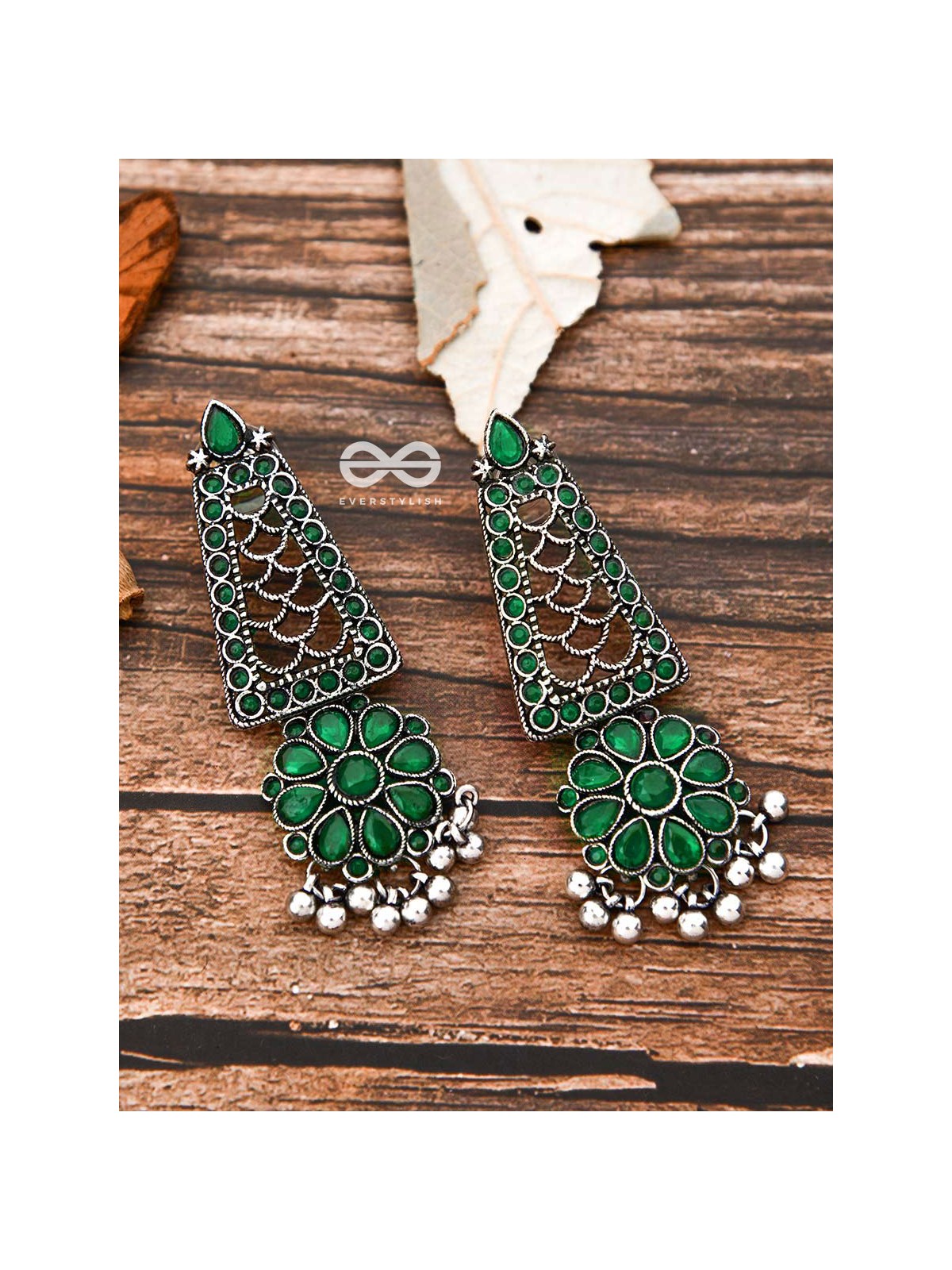 The Elegant Jaw Droppers - Emerald Green - The Embellished Oxidised Collection