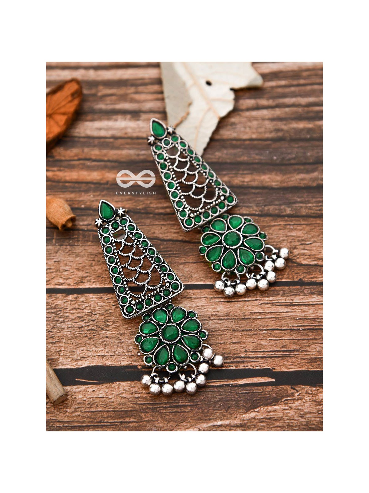 The Elegant Jaw Droppers - Emerald Green - The Embellished Oxidised Collection