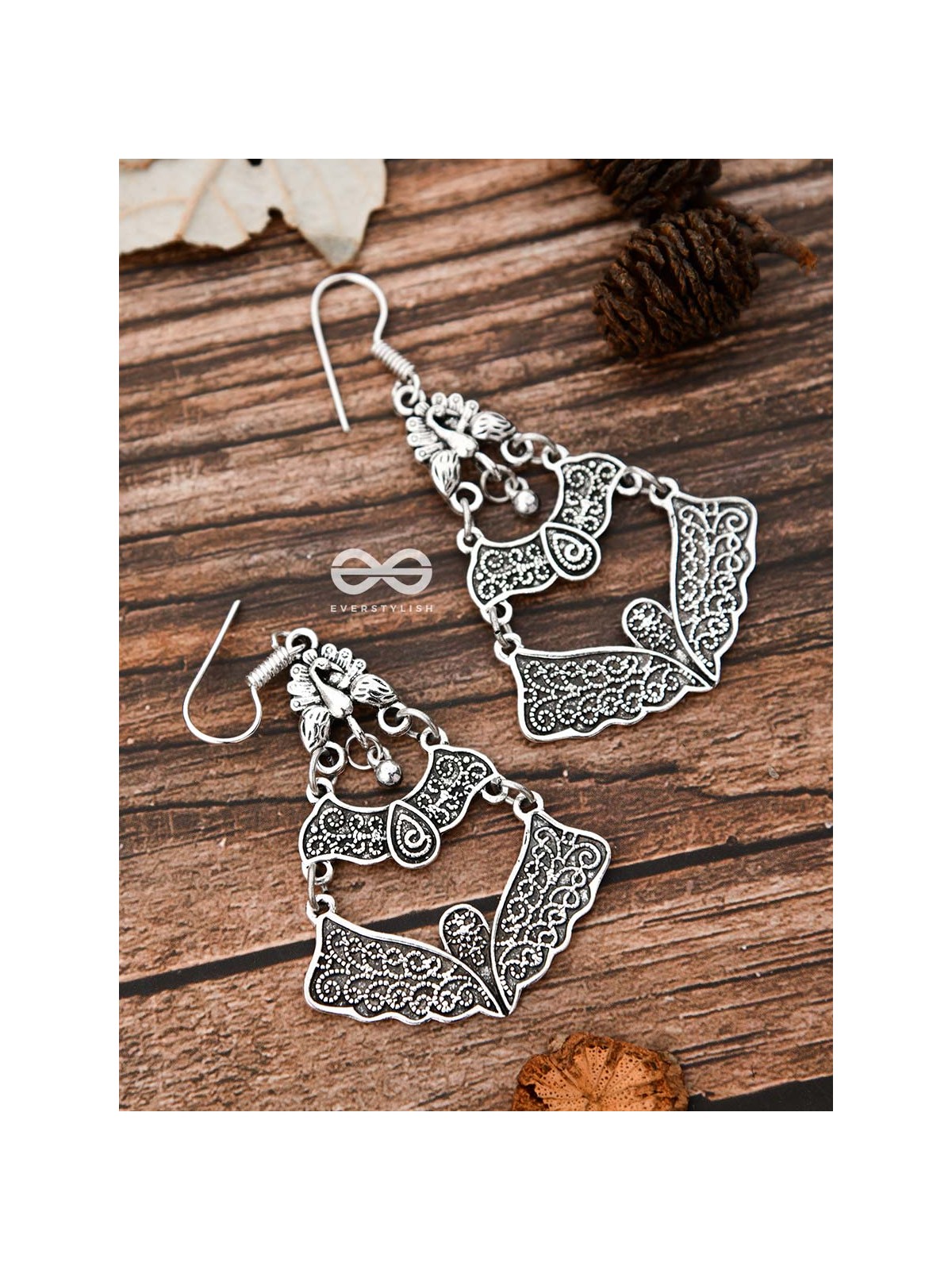 The Oxidised Dangler Collection - The Layered Peacock Motifs