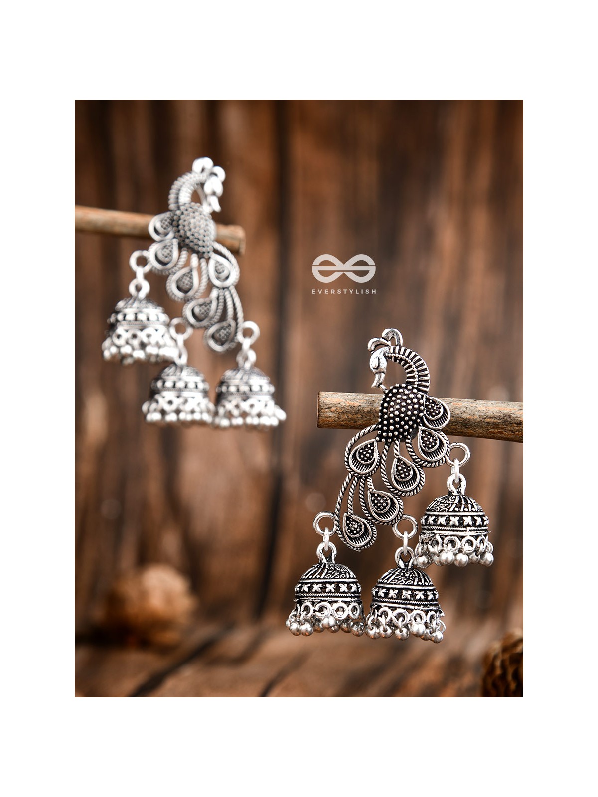 The Intricate Peacocks - Triple Boho Jhumki Earrings
