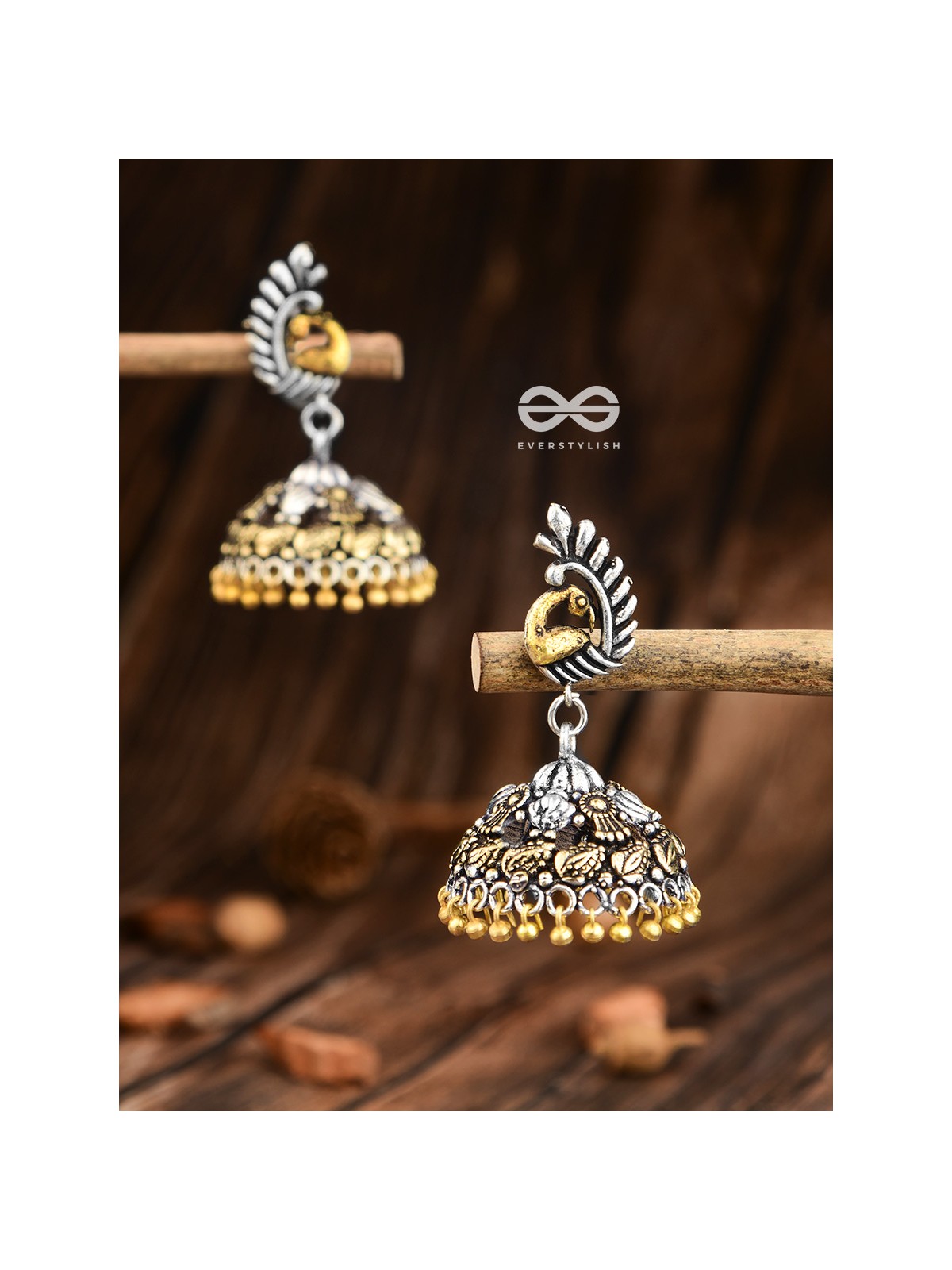 The Intricate Vintage Two Tone Peacock Jhumkis 