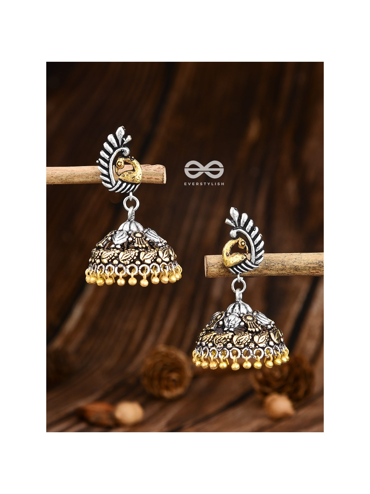 The Intricate Vintage Two Tone Peacock Jhumkis 