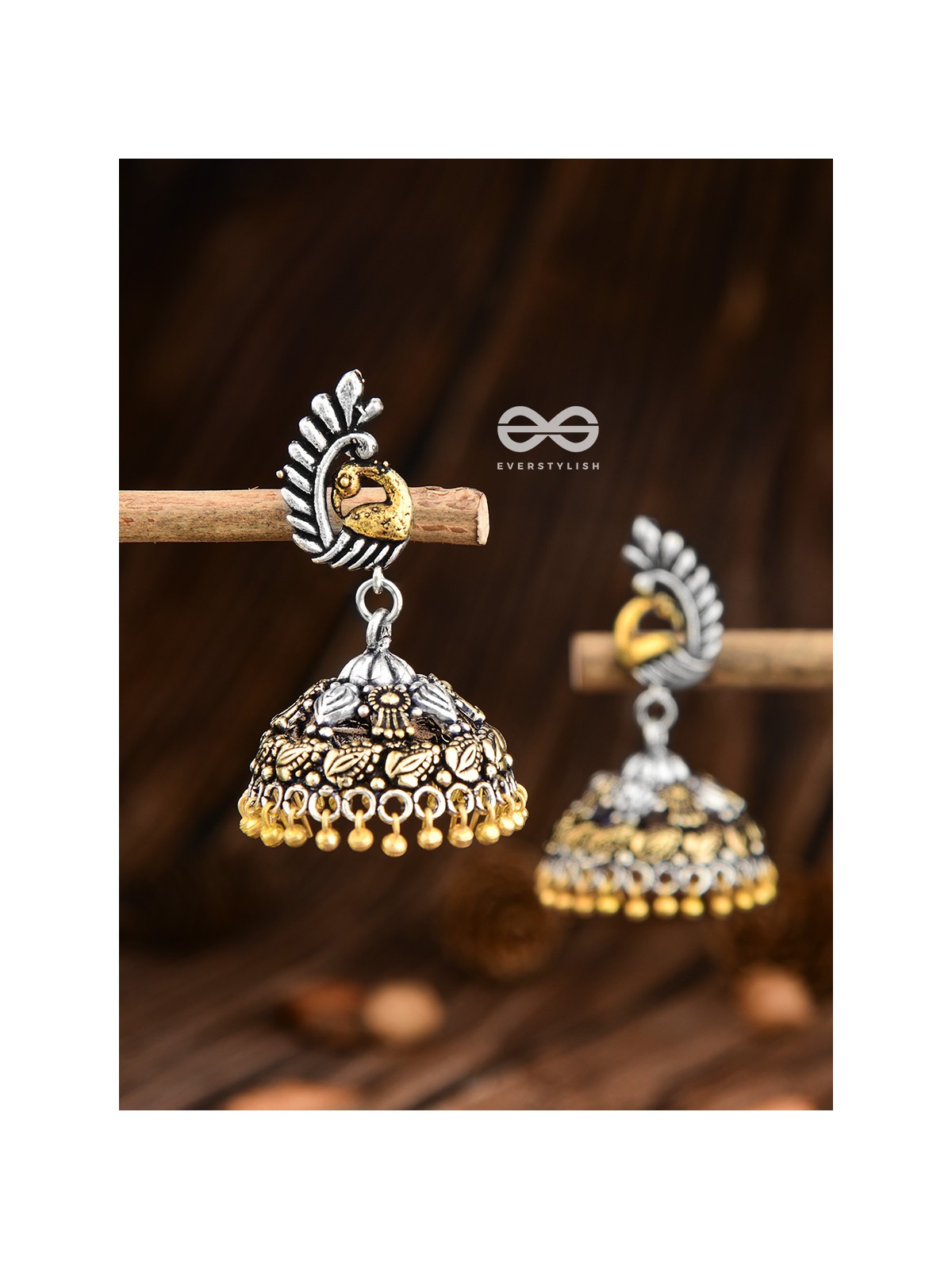 The Intricate Vintage Two Tone Peacock Jhumkis 