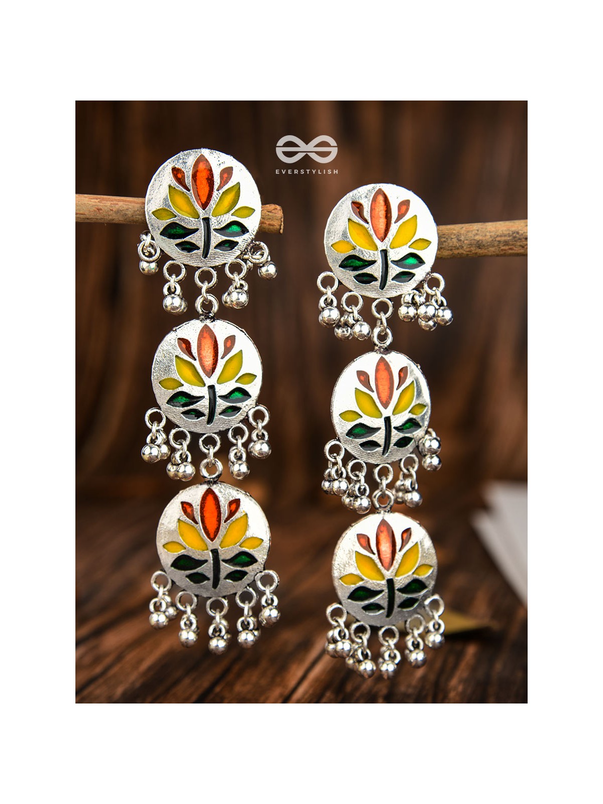 The Hand-crafted Beauty - Oxidised Meenakari Danglers