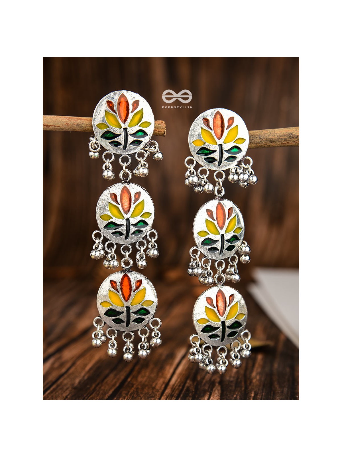 The Hand-crafted Beauty - Oxidised Meenakari Danglers