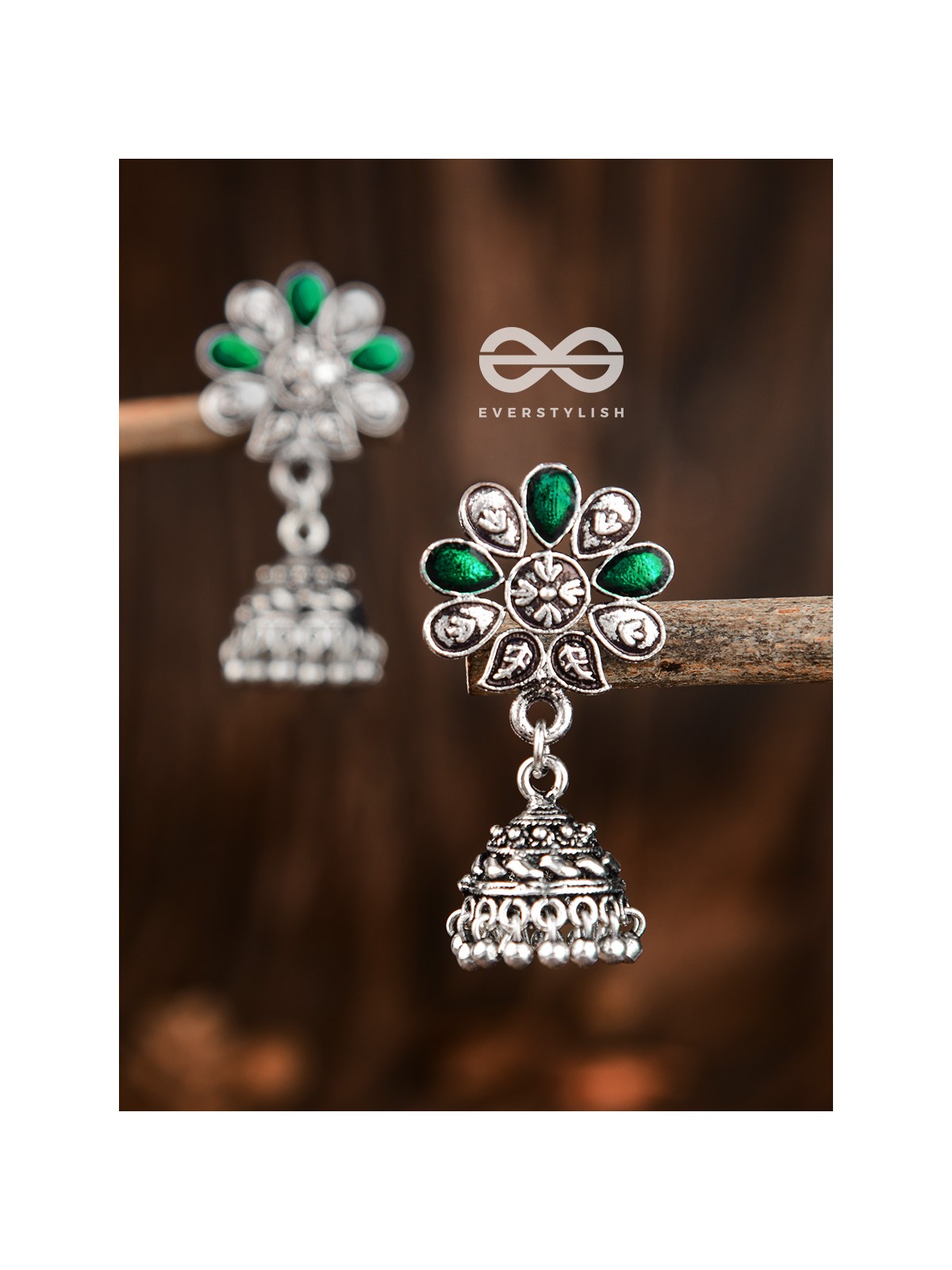 The Enamelled Floral Artwork (Emerald Green) - The Embellished Oxidised Collection