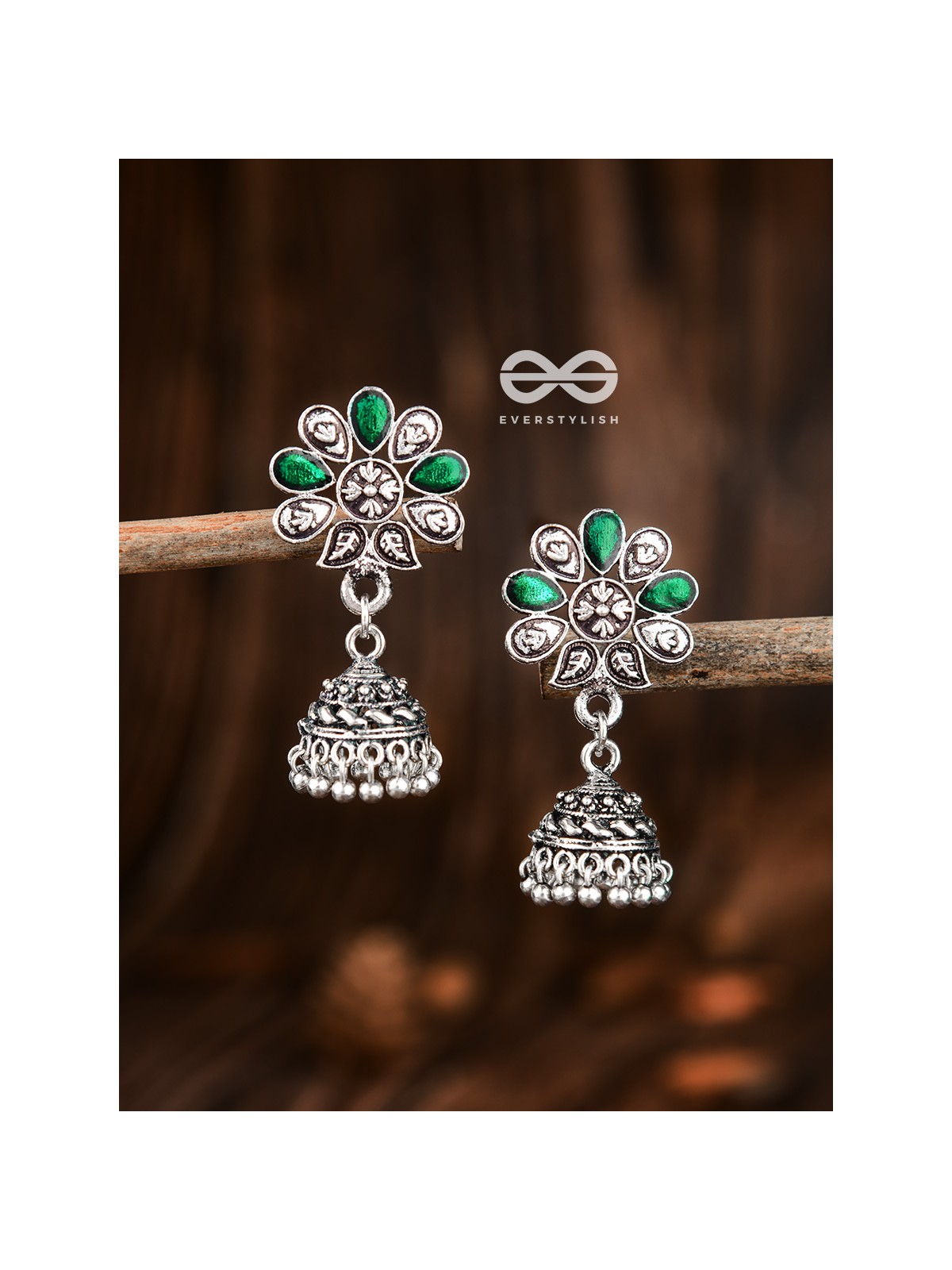 The Enamelled Floral Artwork (Emerald Green) - The Embellished Oxidised Collection