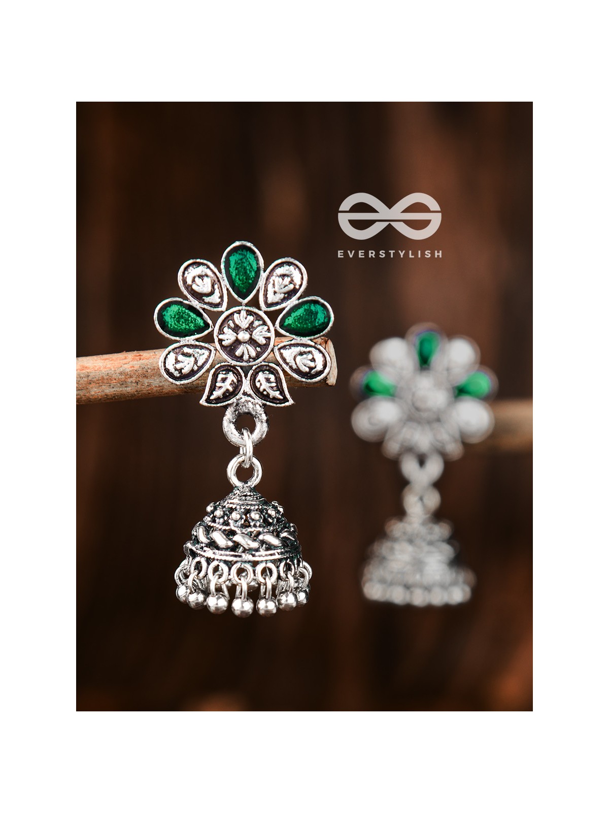 The Enamelled Floral Artwork (Emerald Green) - The Embellished Oxidised Collection