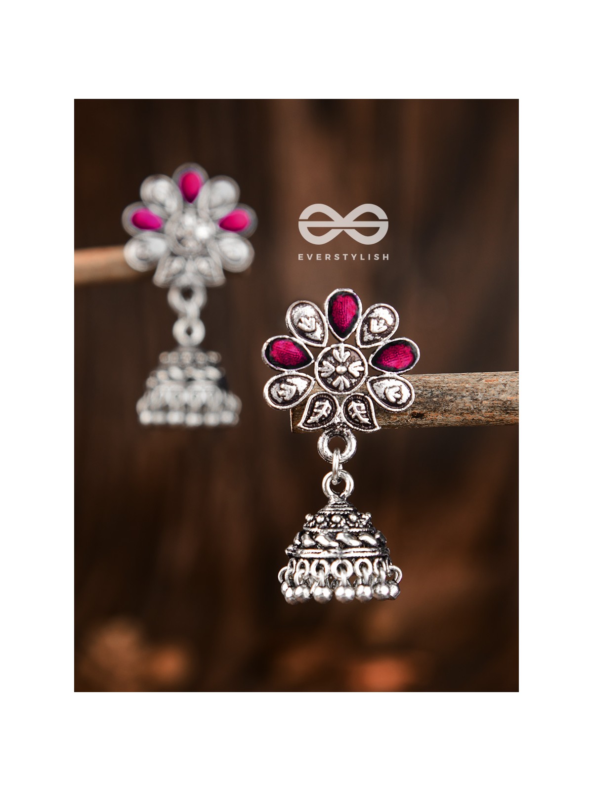 The Enamelled Floral Artwork (Ruby Red) - The Embellished Oxidised Collection