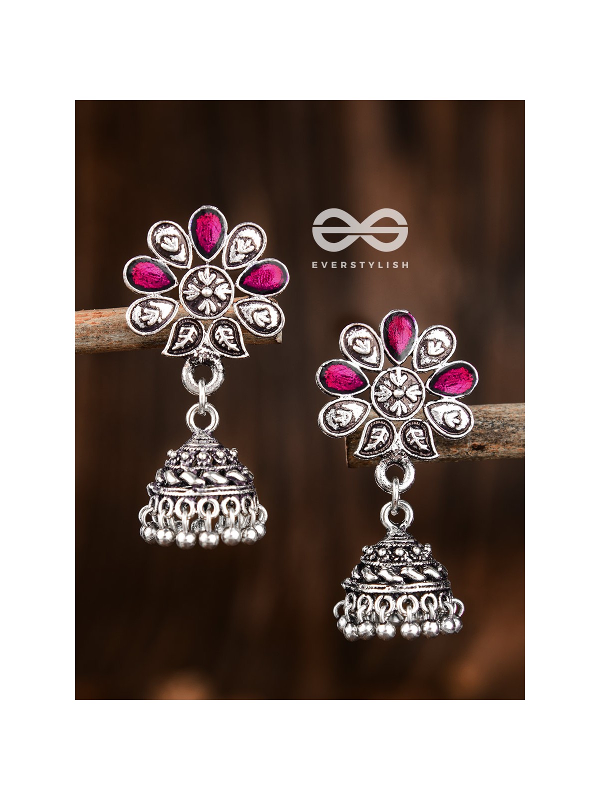 The Enamelled Floral Artwork (Ruby Red) - The Embellished Oxidised Collection