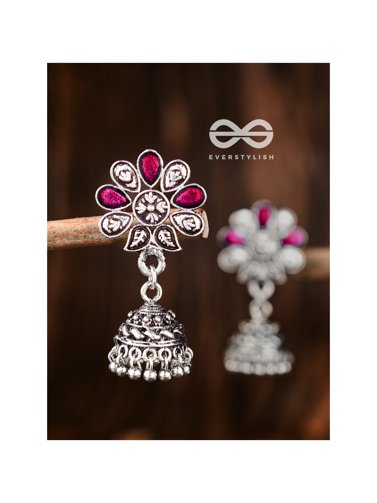 The Enamelled Floral Artwork (Ruby Red) - The Embellished Oxidised Collection