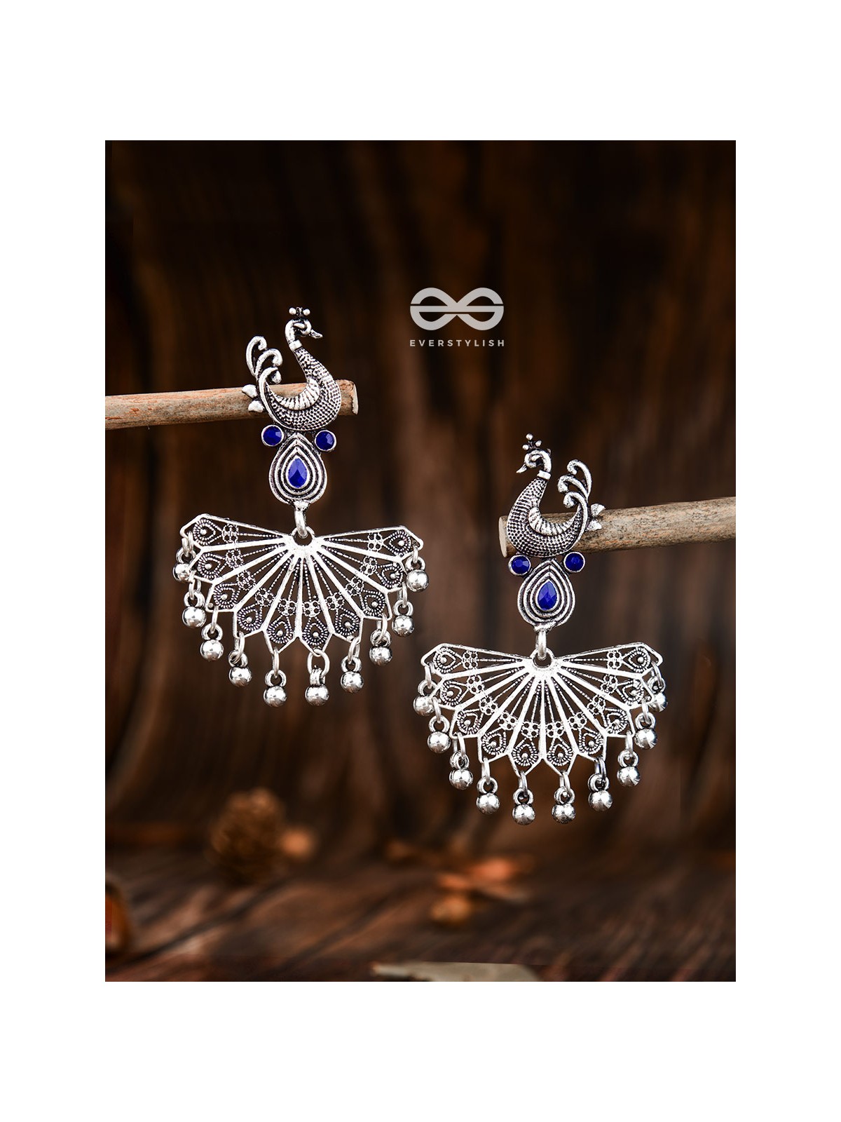 The Fabulous Fanning Peacock (Sapphire Blue) - Embellished Oxidised Collection