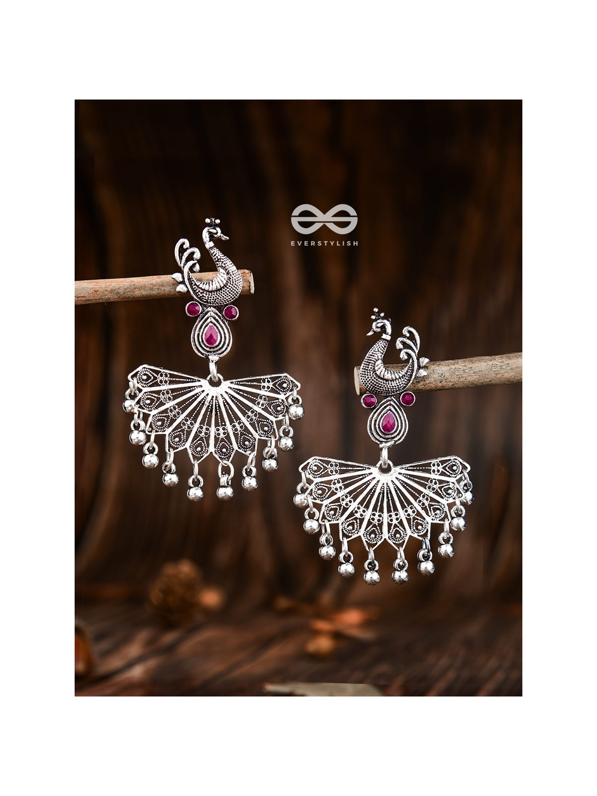 The Fabulous Fanning Peacock (Ruby Red) - Embellished Oxidised Collection