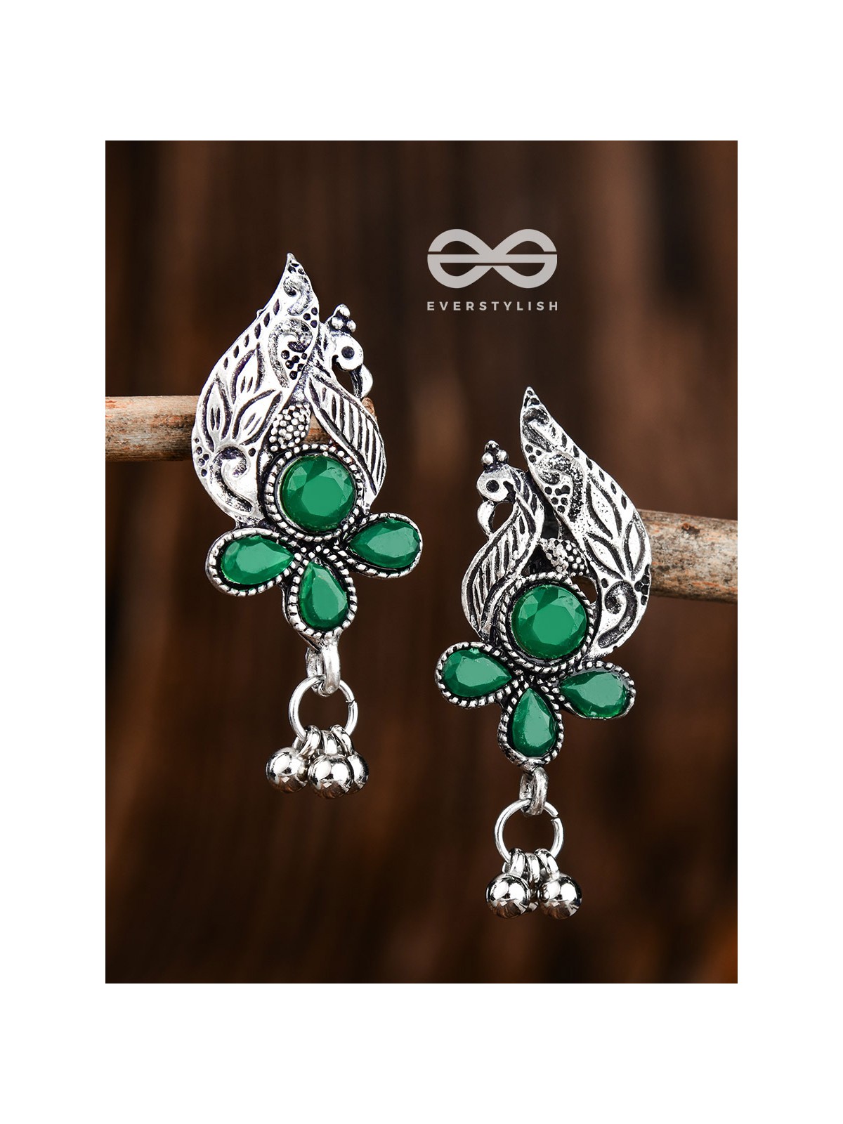 The Boho Peacocks (Emerald Green) - The Embellished Oxidised Collection