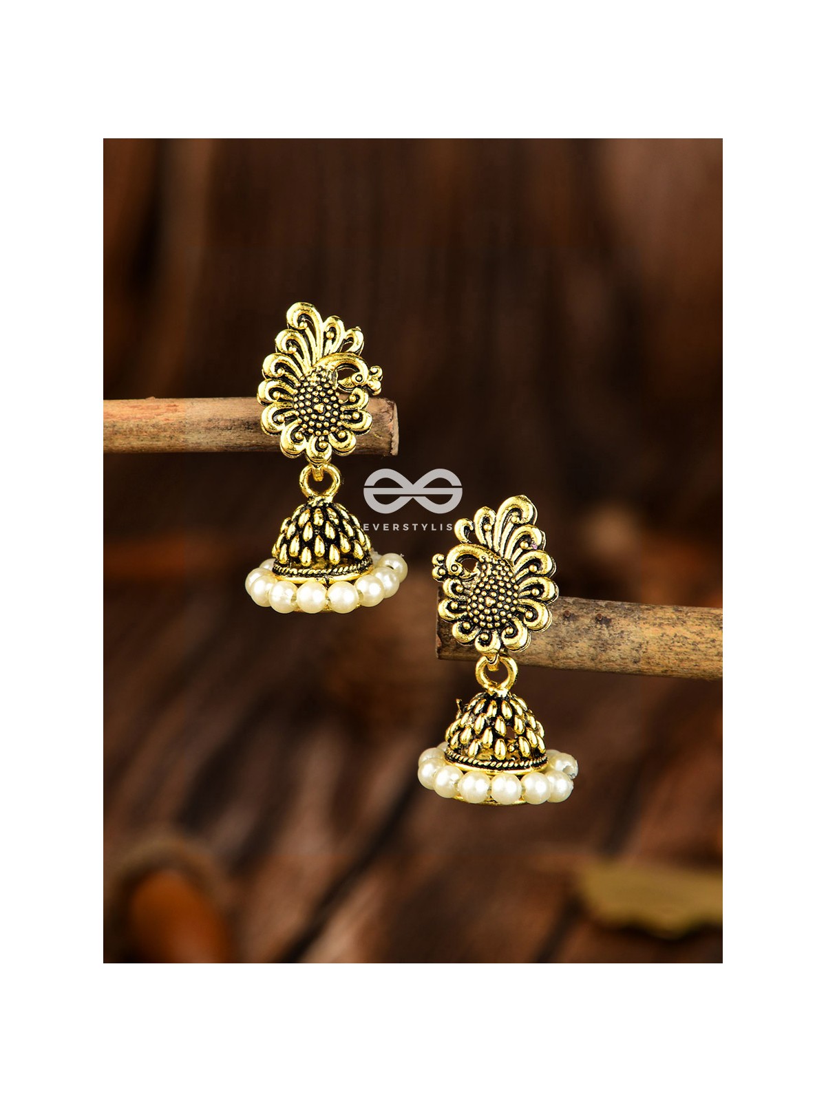 The Tiny Golden Peacock Pearl Jhumkis - Tiny Trinket Earrings